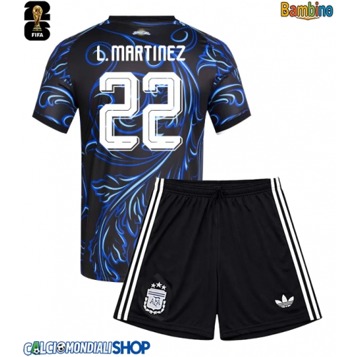 Maglie da calcio Argentina Lautaro Martinez #22 Seconda Maglia Bambino Mondiali 2026  Manica Corta + Pantaloni corti)